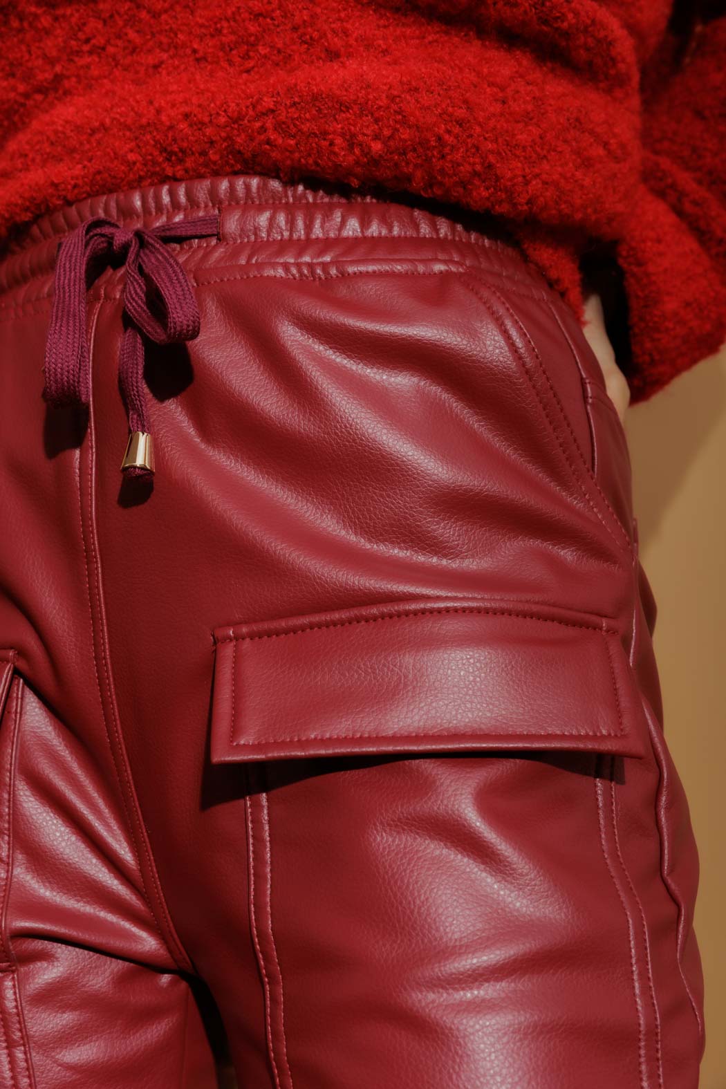 Red Coated Jogger Pant