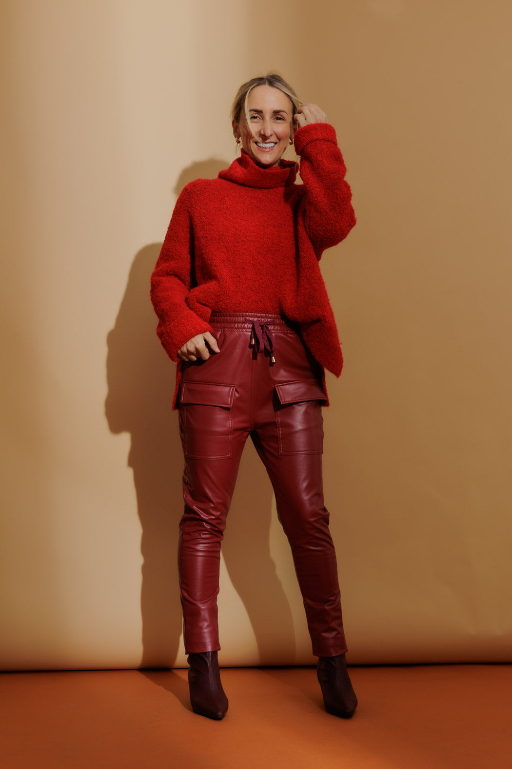 Red Coated Jogger Pant