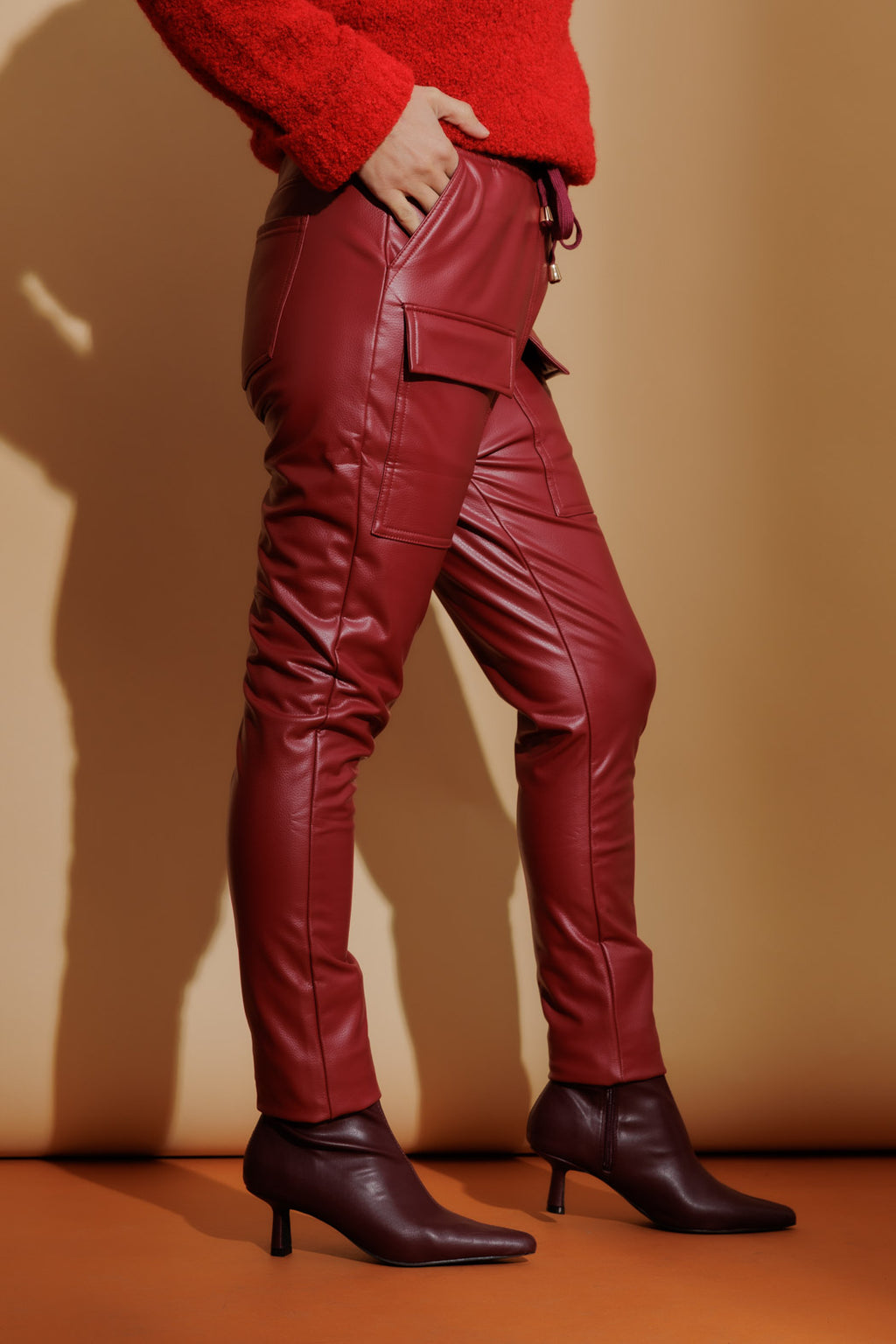 Red Coated Jogger Pant