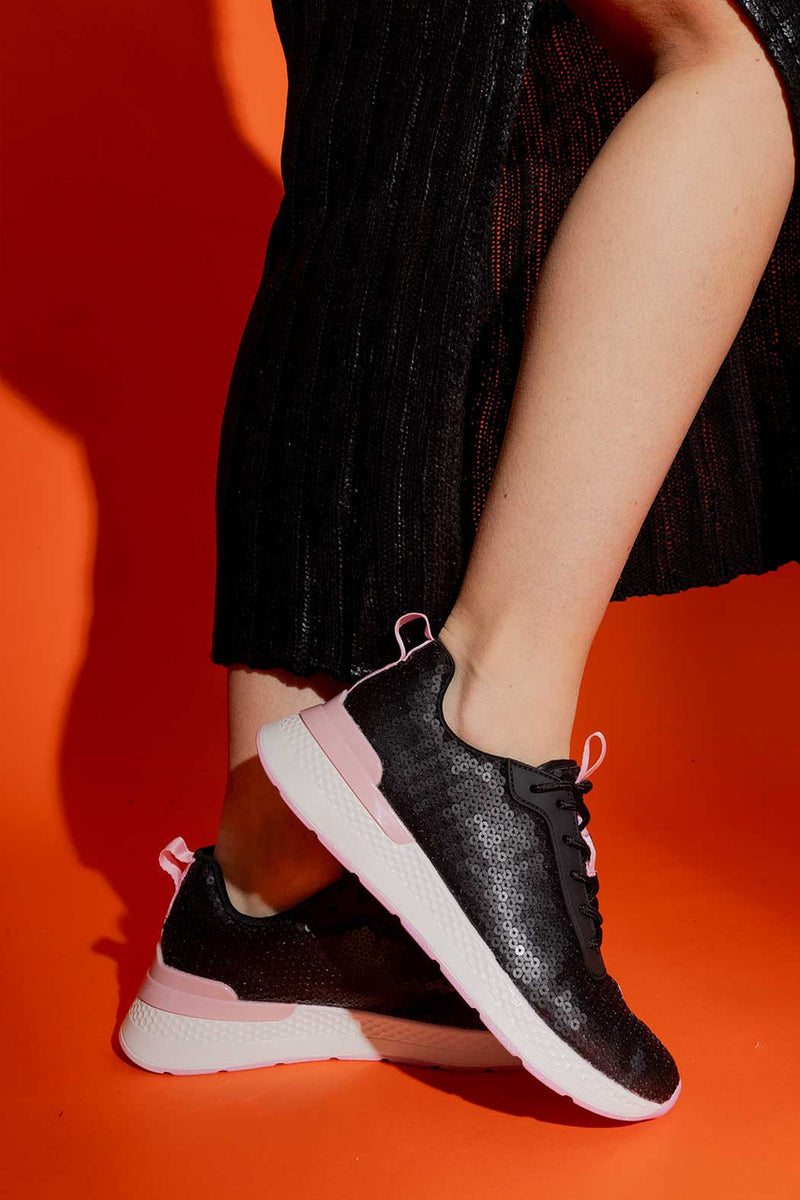 Pink/Black Sequin Sneaker