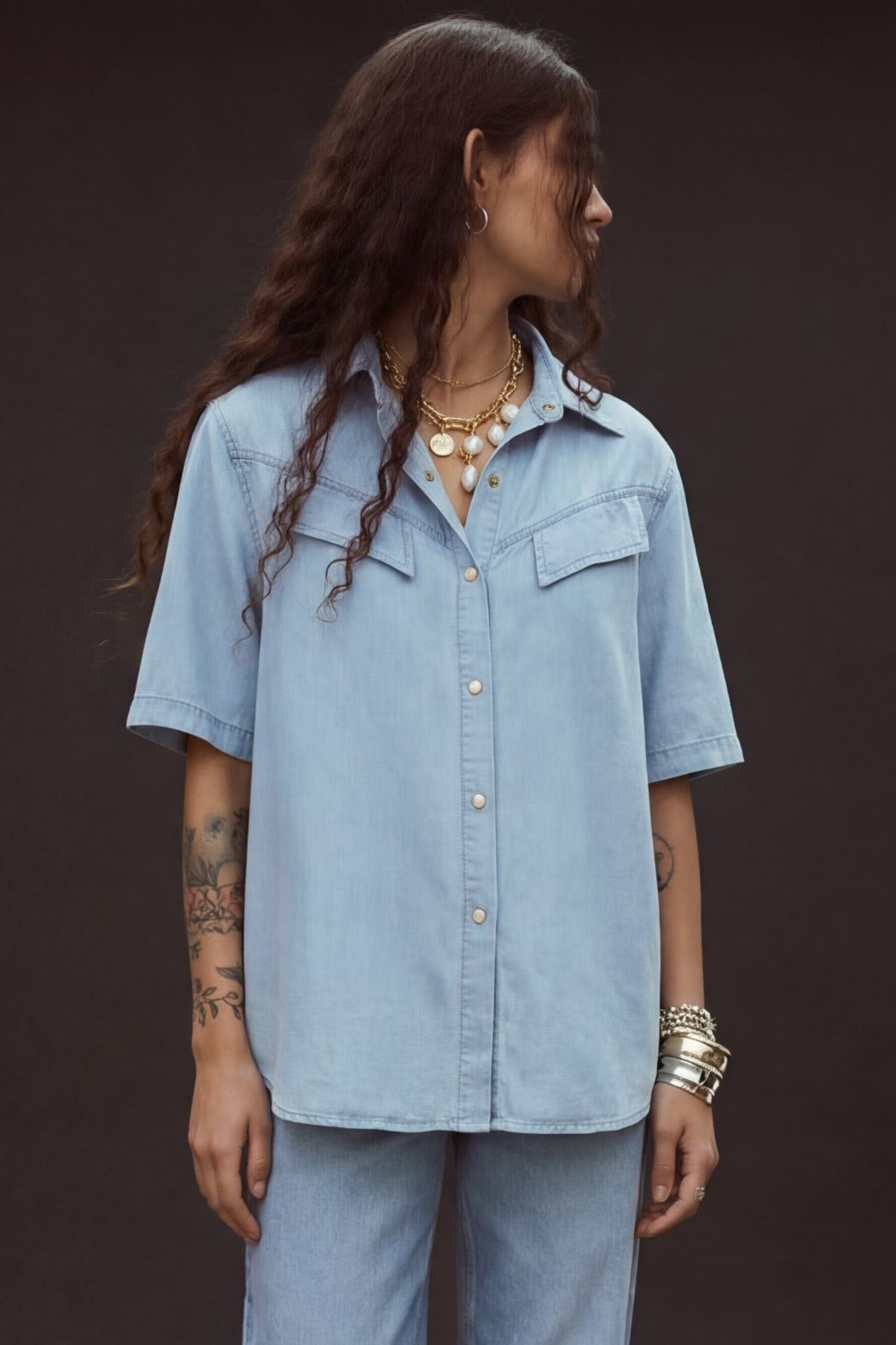 Light Denim Tencel Pocket Shirt