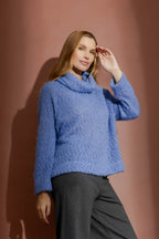 Cornflower Fluffy Roll Neck Jumper