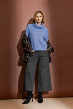Cornflower Fluffy Roll Neck Jumper