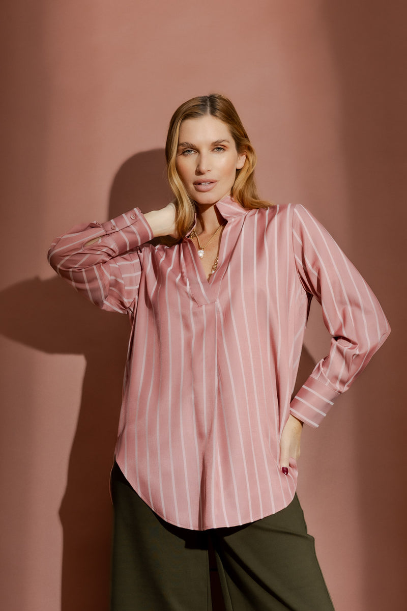 Pink Stripe Blogger Shirt Pink Stripe