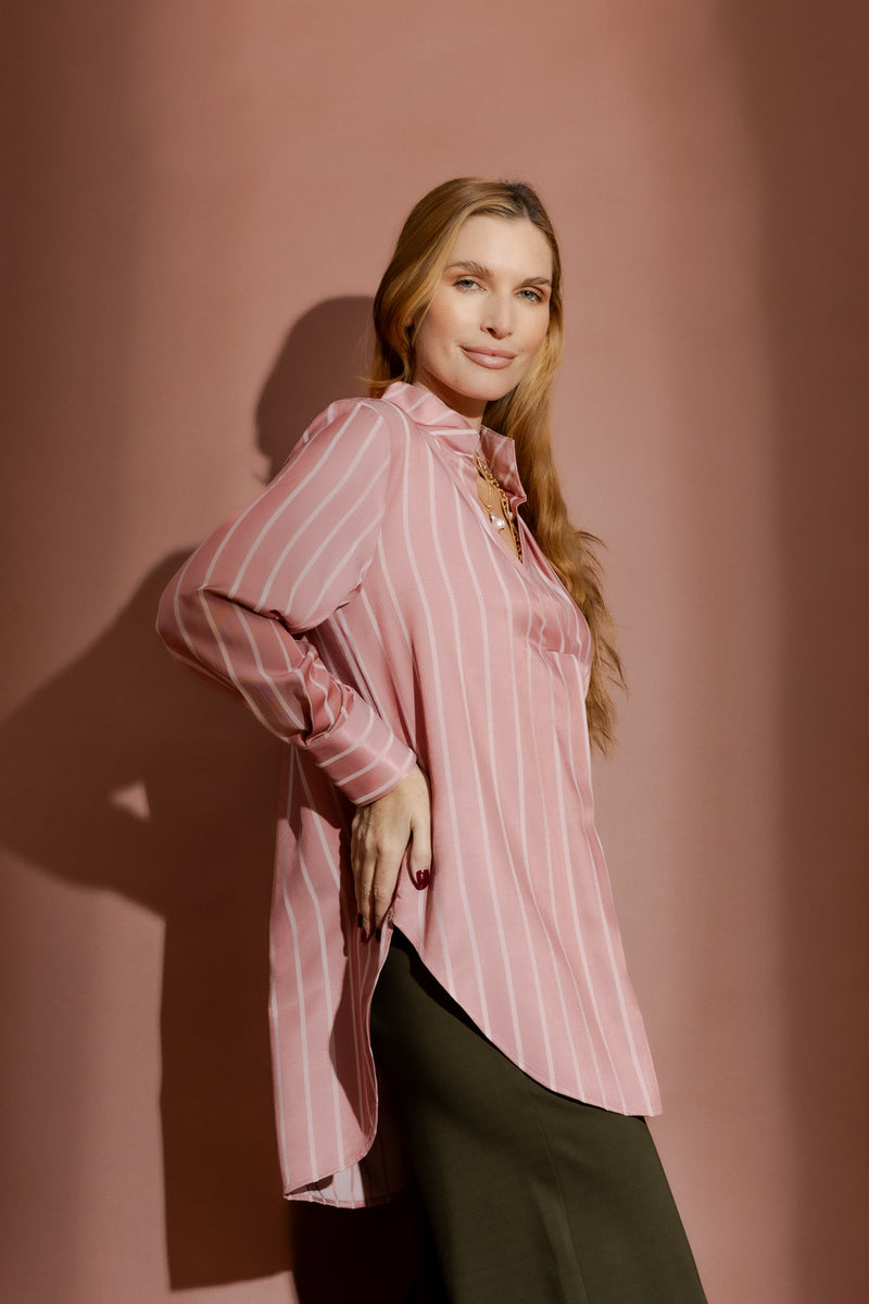 Pink Stripe Blogger Shirt Pink Stripe
