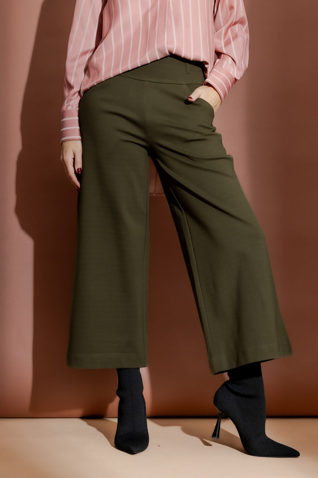 Khaki Ponte Jet Culotte