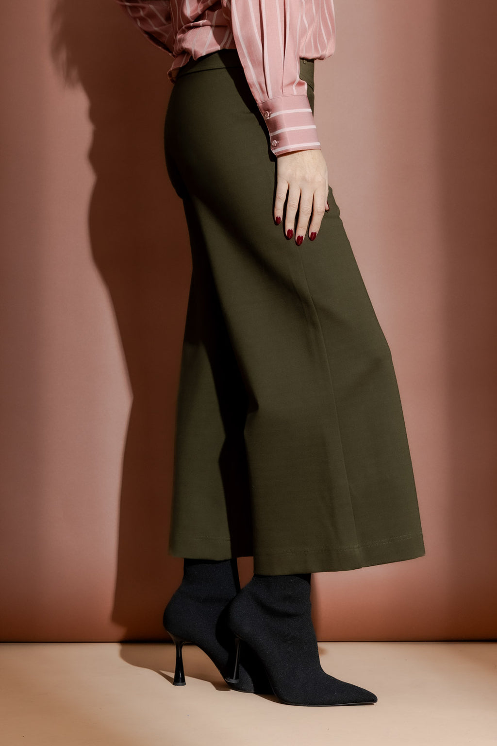 Khaki Ponte Jet Culotte
