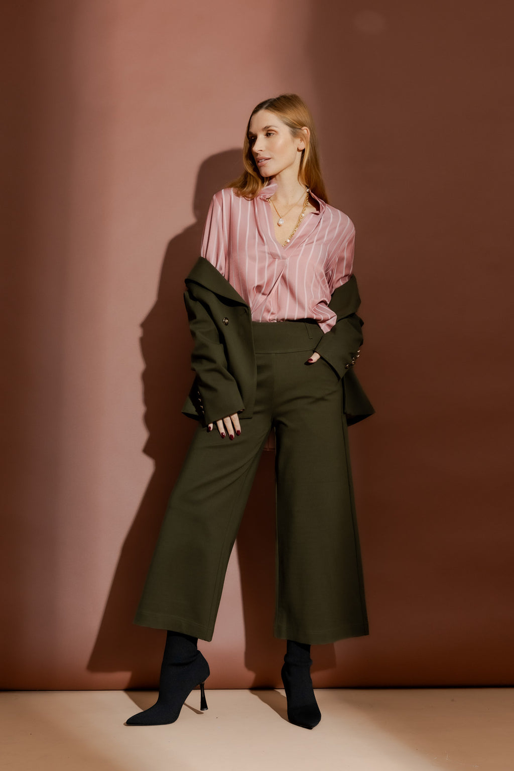 Khaki Ponte Jet Culotte