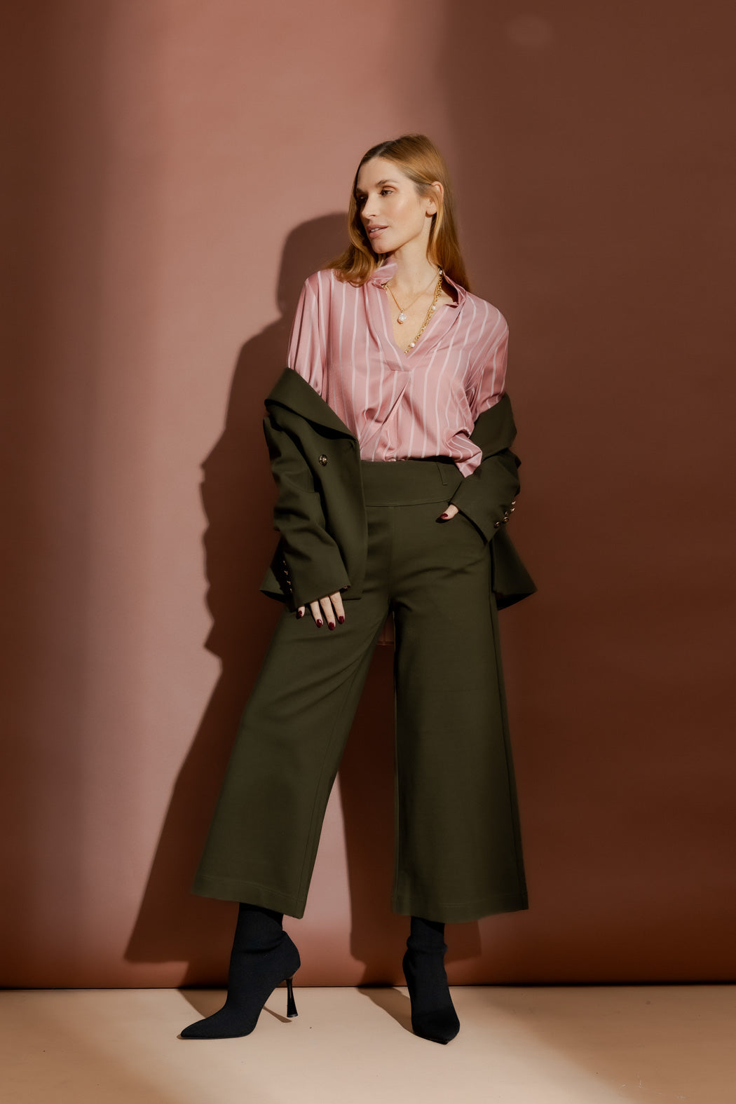 Khaki Ponte Jet Culotte