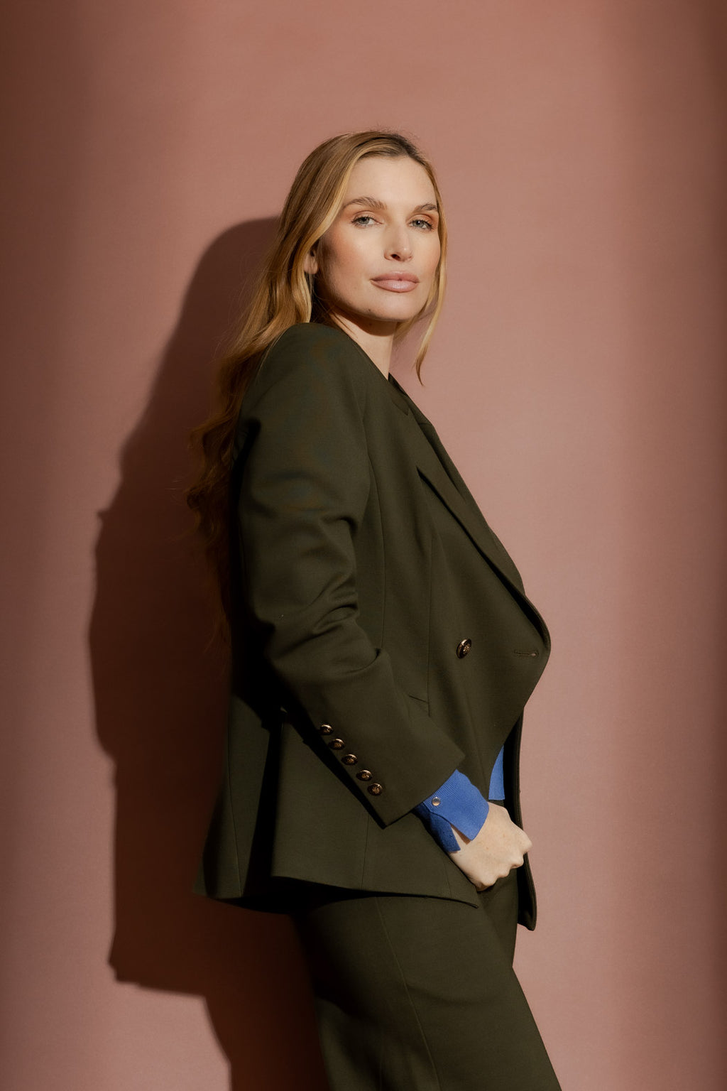 Khaki Ponte Sisca Blazer