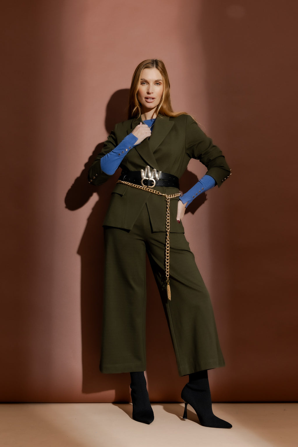 Khaki Ponte Jet Culotte