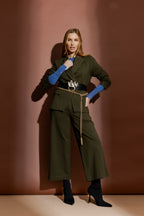 Khaki Ponte Jet Culotte
