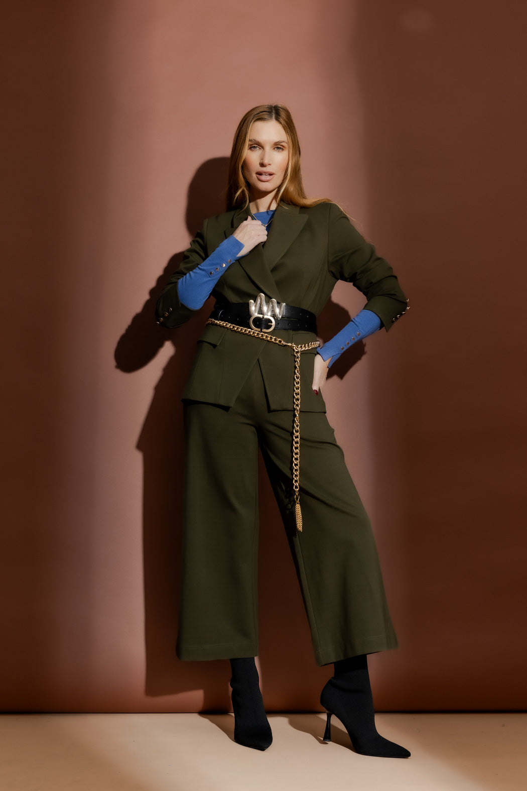 Khaki Ponte Jet Culotte