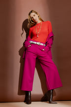 Red Tencel Mock Neck Top