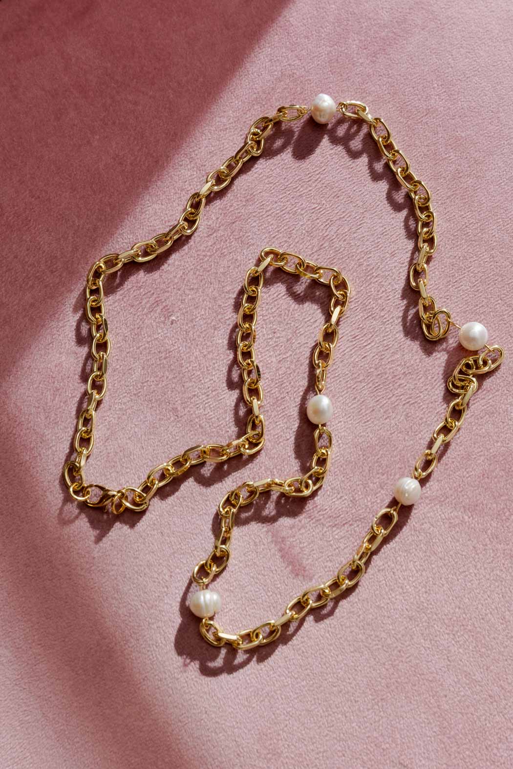 Gold Long Fresh Waterpearl Necklace Gold One Size