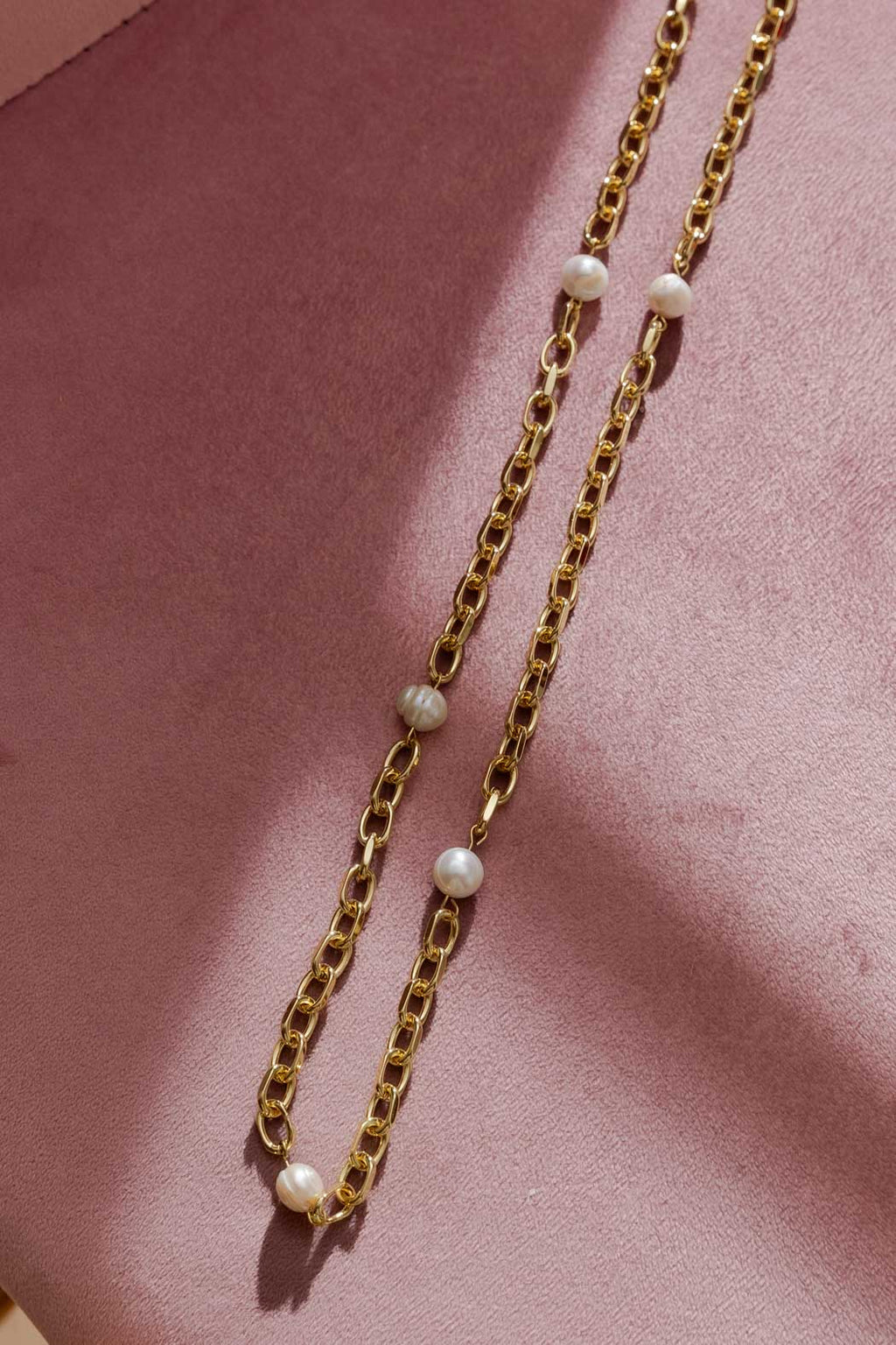 Gold Long Fresh Waterpearl Necklace Gold One Size