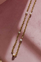 Gold Long Fresh Waterpearl Necklace Gold One Size