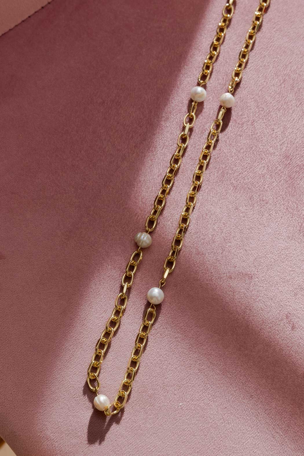 Gold Long Fresh Waterpearl Necklace Gold One Size