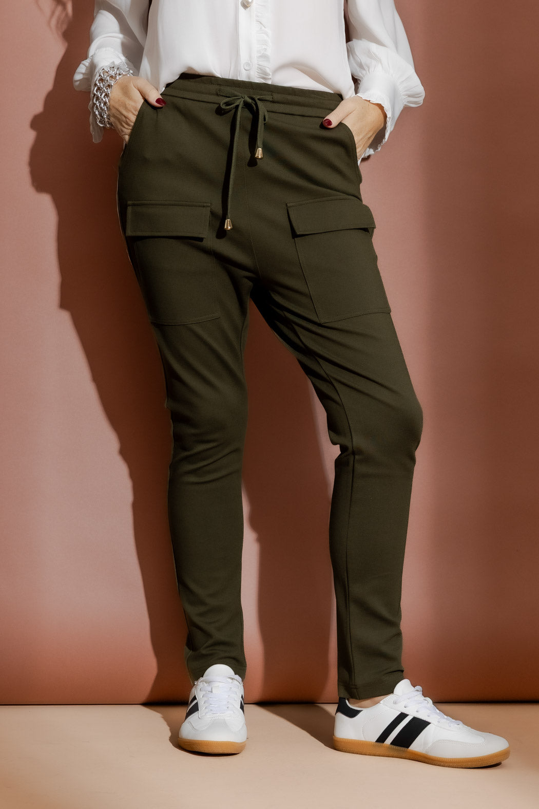 Khaki Ponte Jogger Cargo Pant