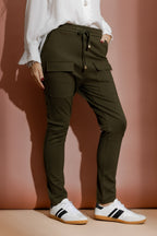 Khaki Ponte Jogger Cargo Pant