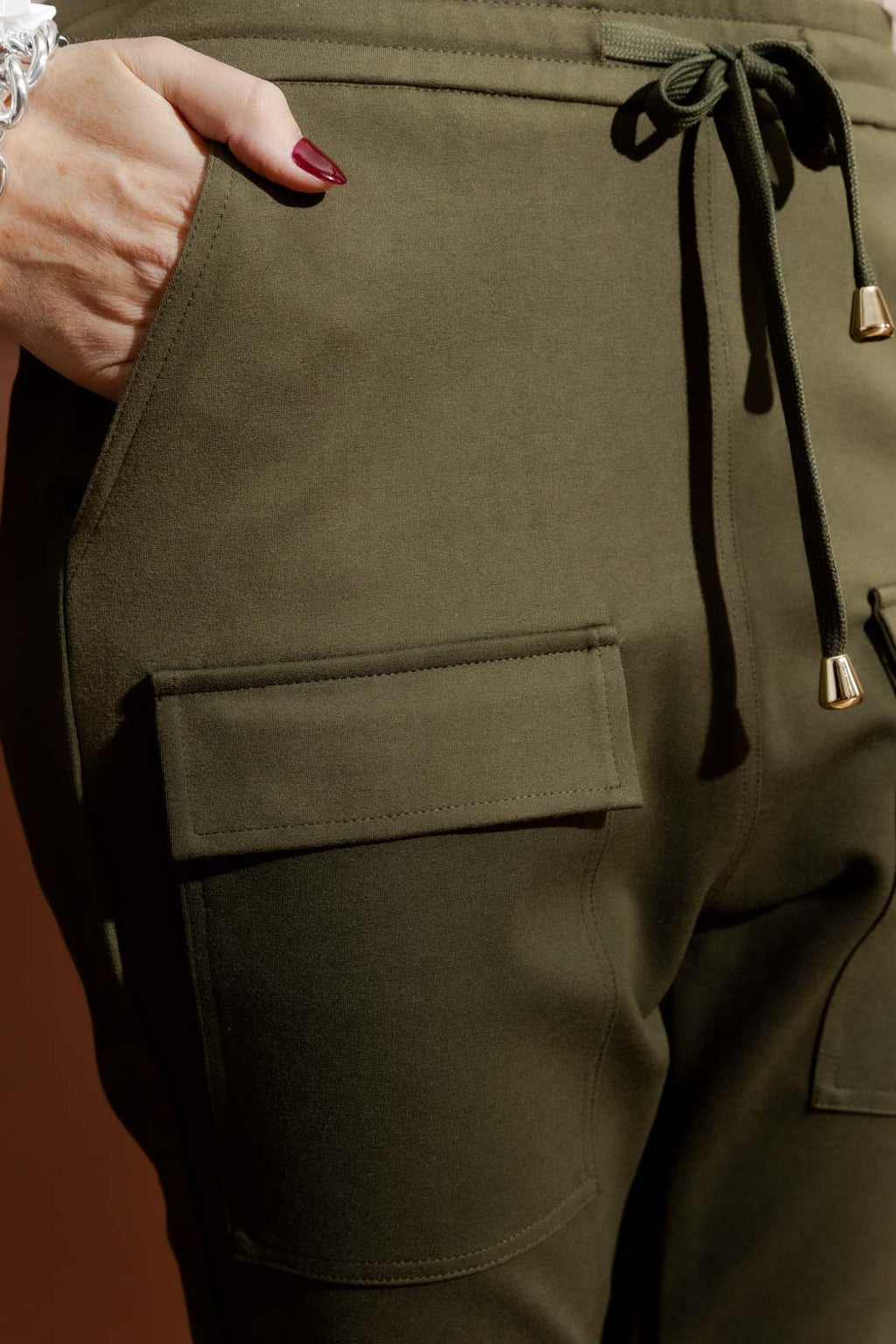 Khaki Ponte Jogger Cargo Pant