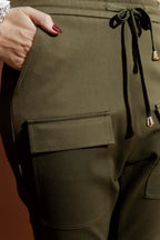 Khaki Ponte Jogger Cargo Pant