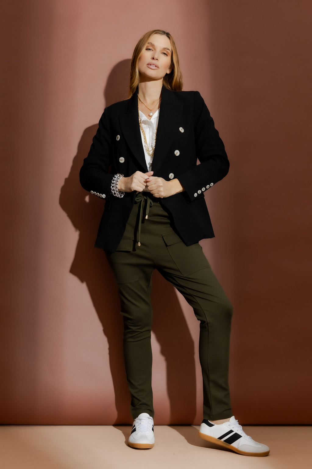 Khaki Ponte Jogger Cargo Pant