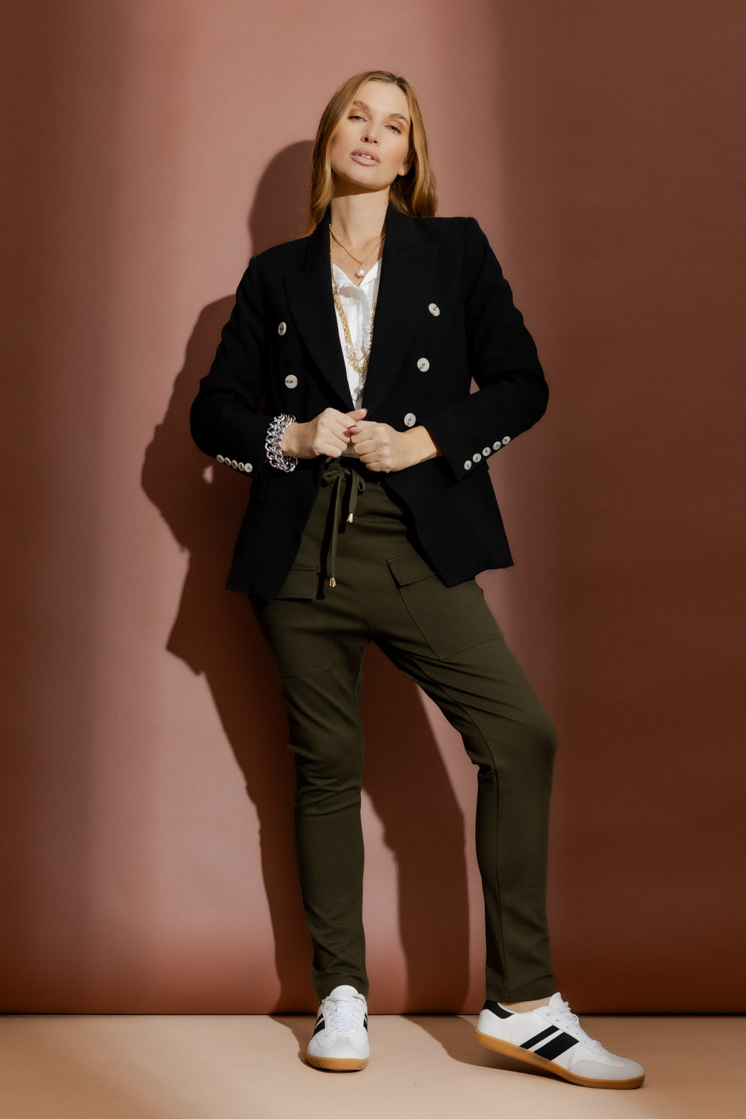 Khaki Ponte Jogger Cargo Pant