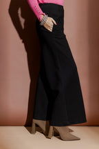 Black Ponte Pintuck Jet Culotte