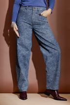Blue Marble Denim Barrel Jean