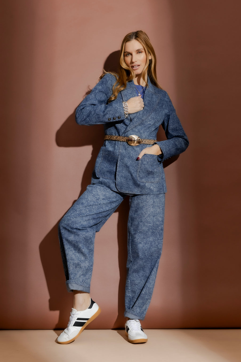 Blue Marble Denim Barrel Jean