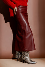 Burgundy Faux Leather Skirt