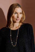 Gold Long Fresh Waterpearl Necklace Gold One Size