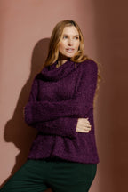 Plum Fluffy Roll Neck Jumper