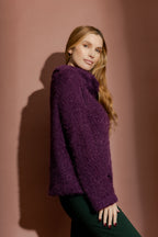 Plum Fluffy Roll Neck Jumper