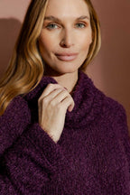 Plum Fluffy Roll Neck Jumper