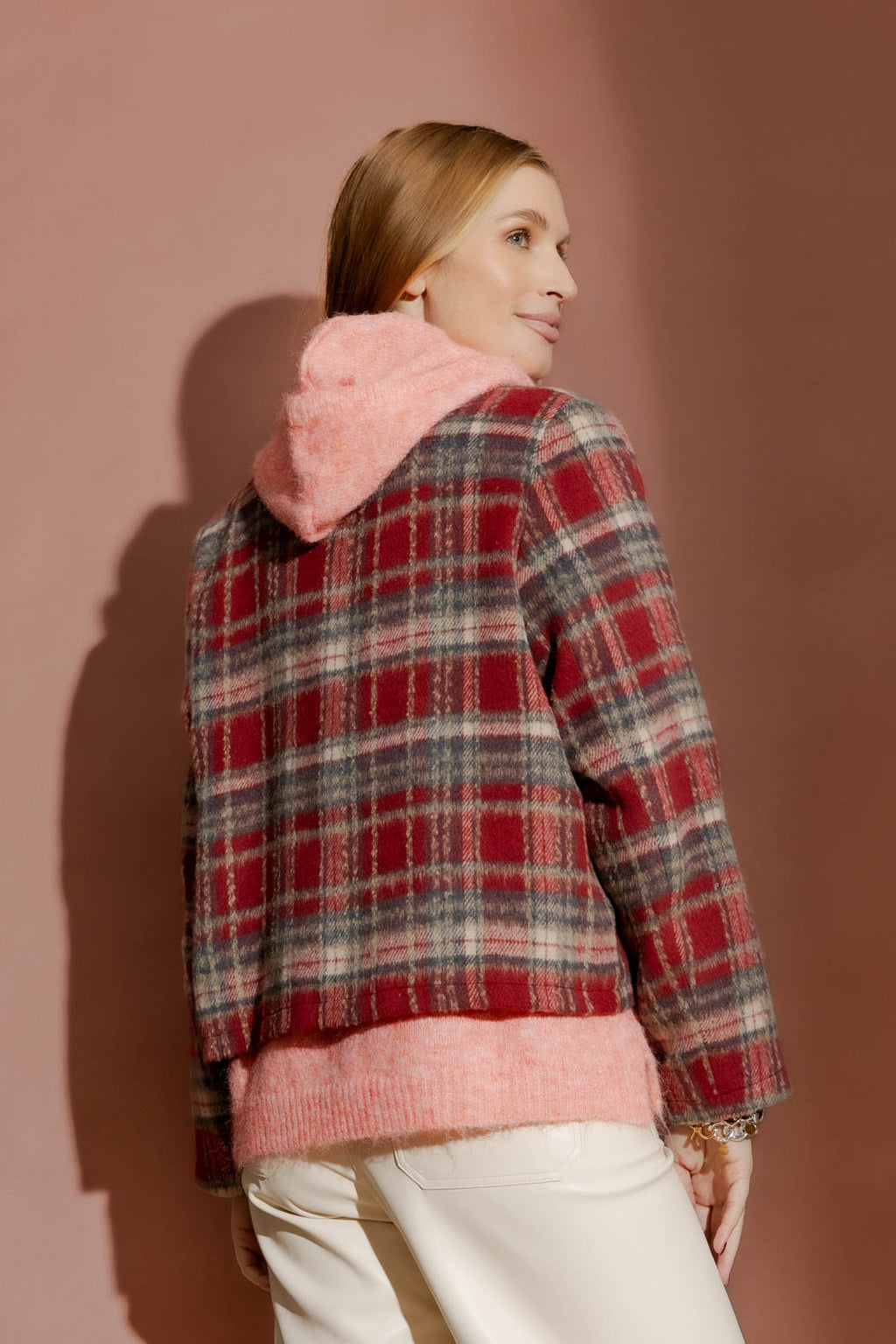 Red Check Crop Jacket