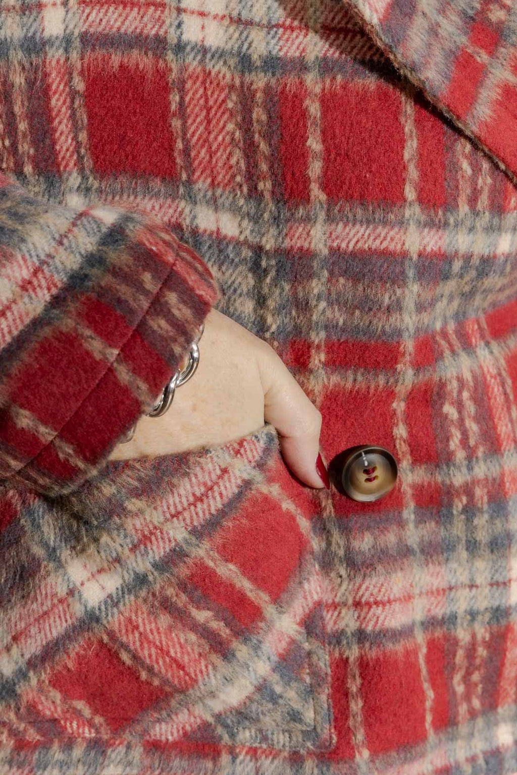Red Check Crop Jacket