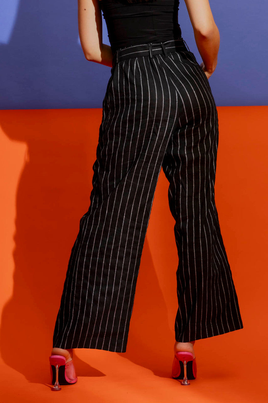 Black Stripe Linen Cleo Pant