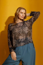 Charcoal Paisley Chiffon Top