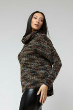 Black Speckle Fluffy Roll Neck Jumper
