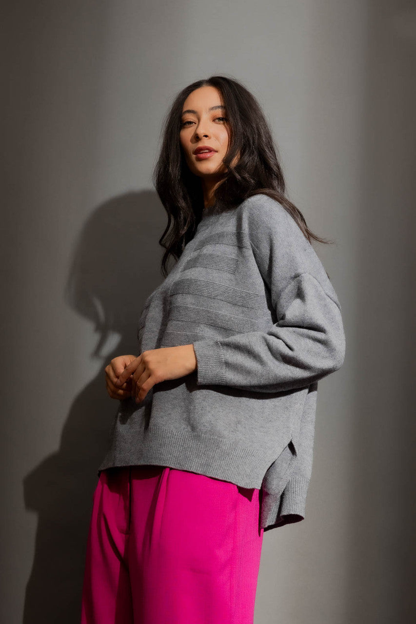 Grey Mock Neck Drop Shoulder Grey S