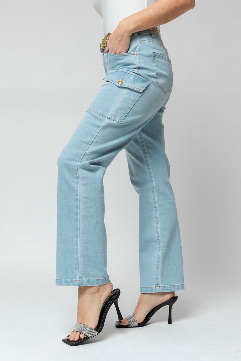 Light Denim Cargo Jeans