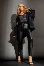 Black Waxed Pull On Pant