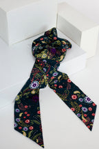 Dark Green Floral Scrunchie