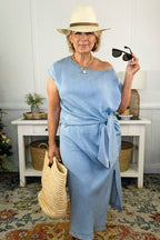 Washed Blue Tencel Harlow Dress Washed Blue
