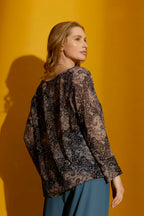 Charcoal Paisley Chiffon Top