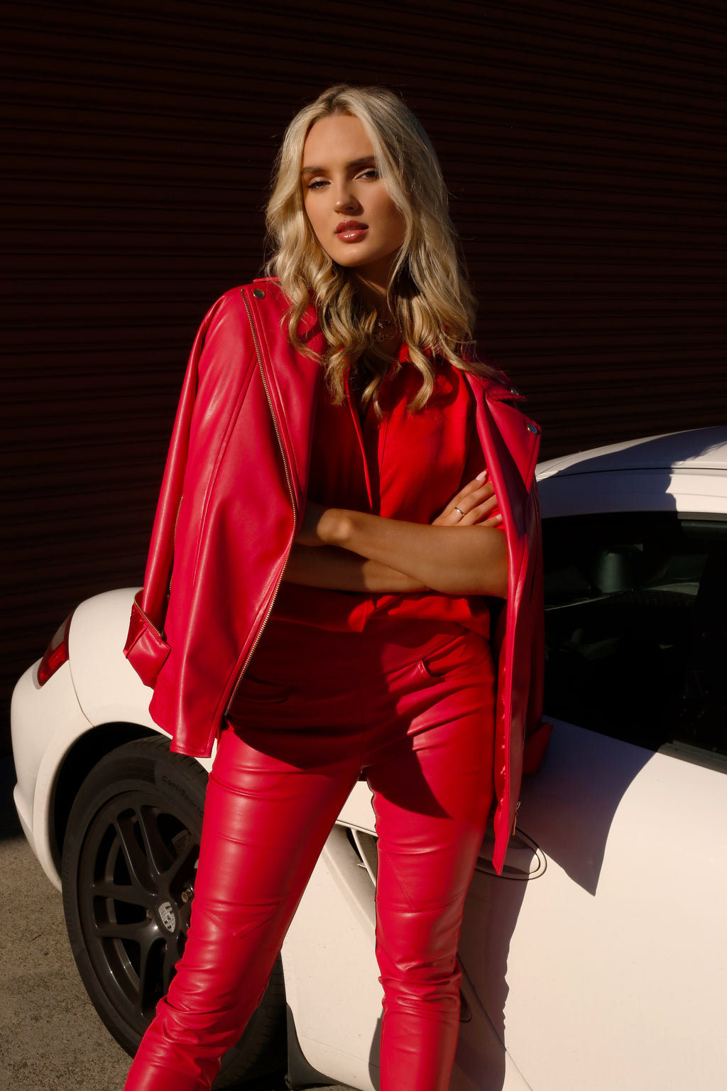 Red Vegan Leather Jacket