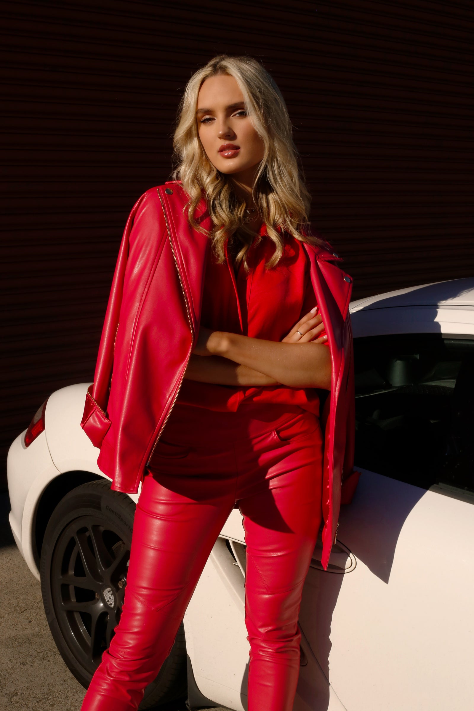 Red Vegan Leather Jacket