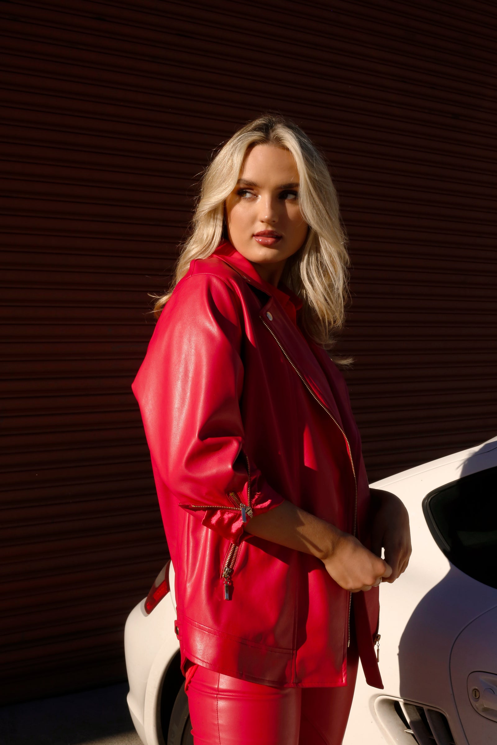 Red Vegan Leather Jacket